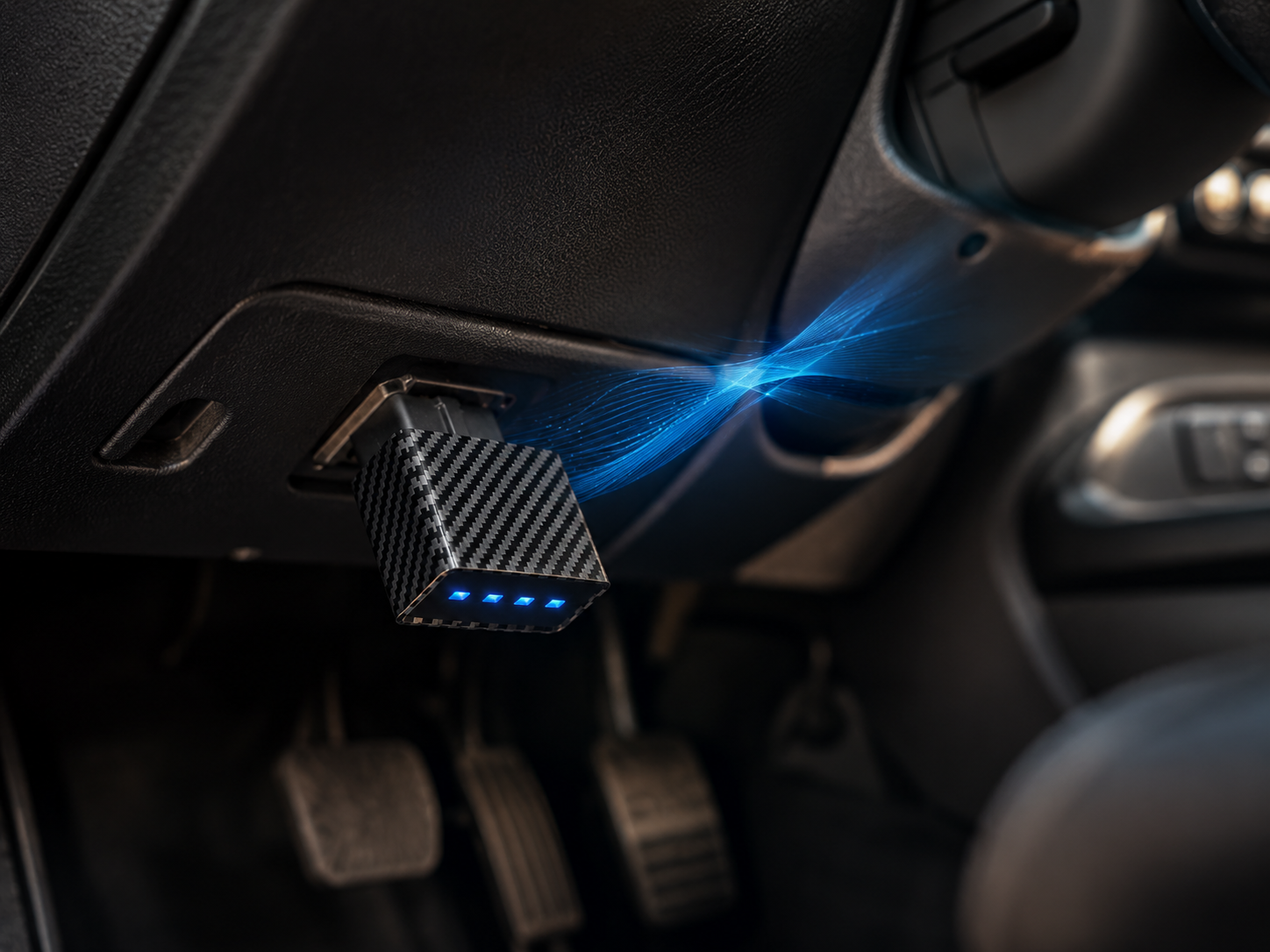 FullCyl device plugged into a GM OBD II port sending an override signal